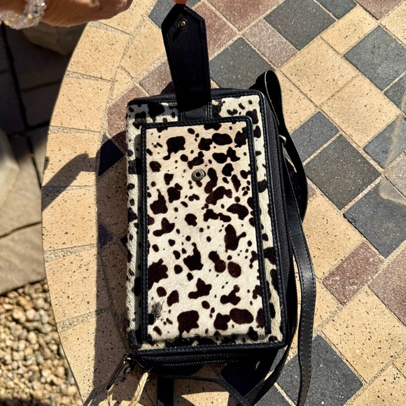 Myra leather cowhide fur crossbody shoulder bag wallet new with tags - Picture 13 of 14